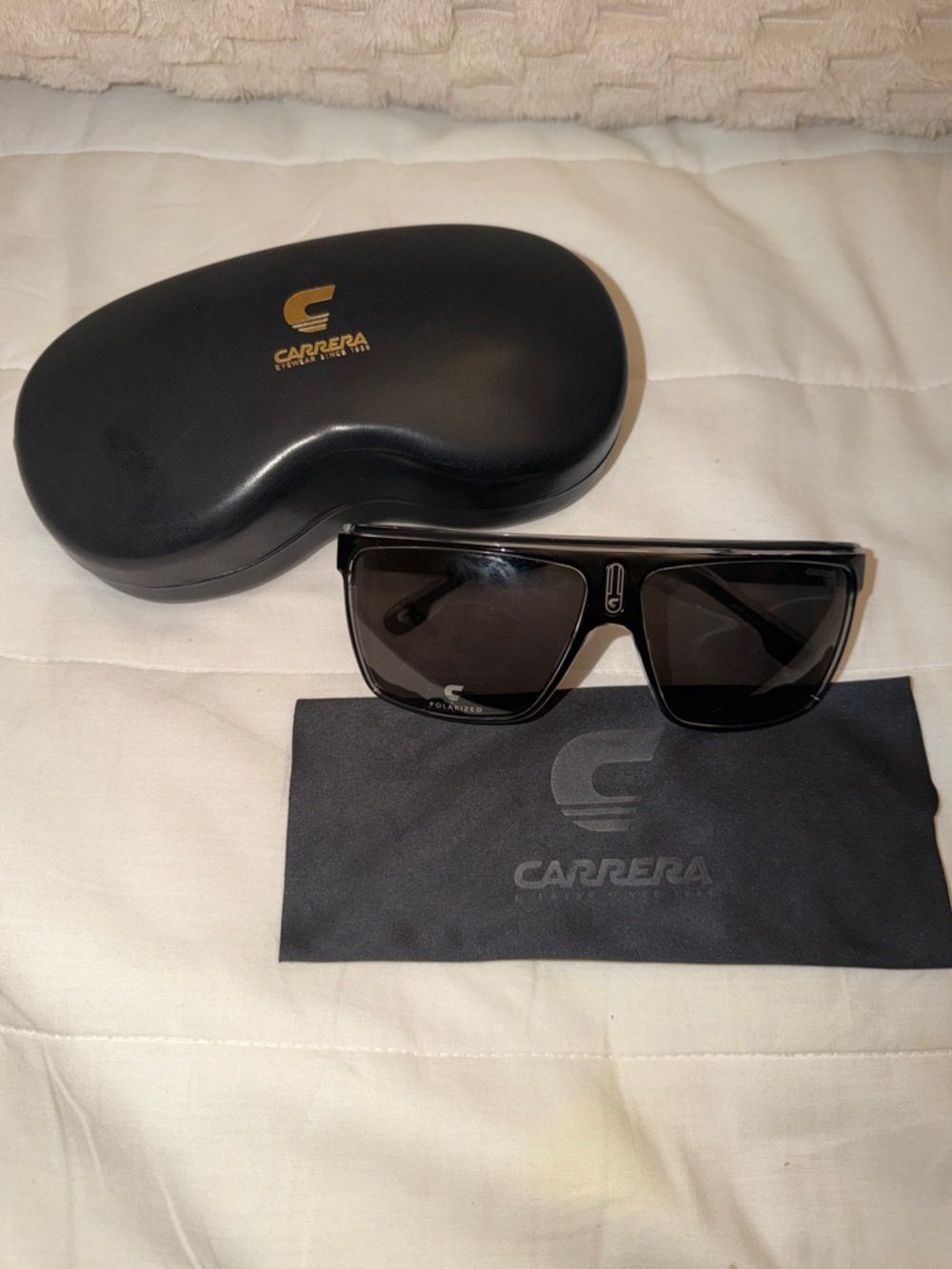 NEW Carrera 22/N 7C5M9 Men’s Black Square Sunglasses with case and cloth